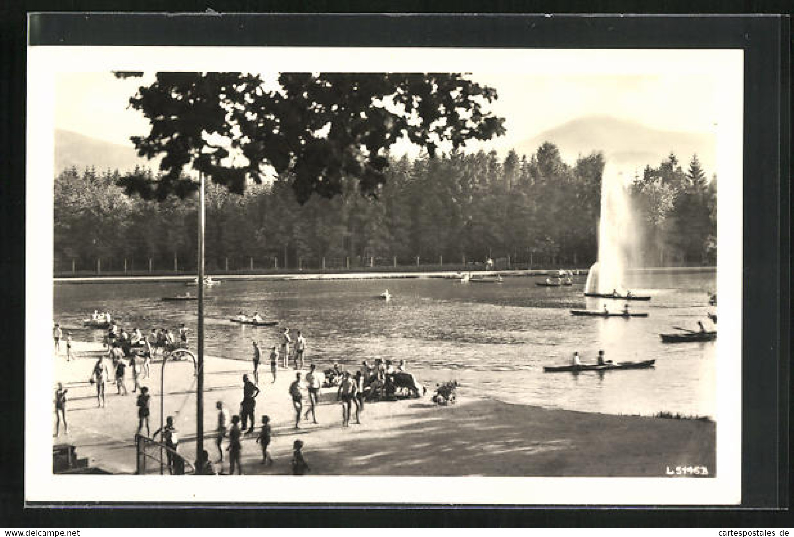 AK Grossschönau I. Sa., Blick Auf Waldstrandbad Mit Badegästen  - Grossschoenau (Sachsen)