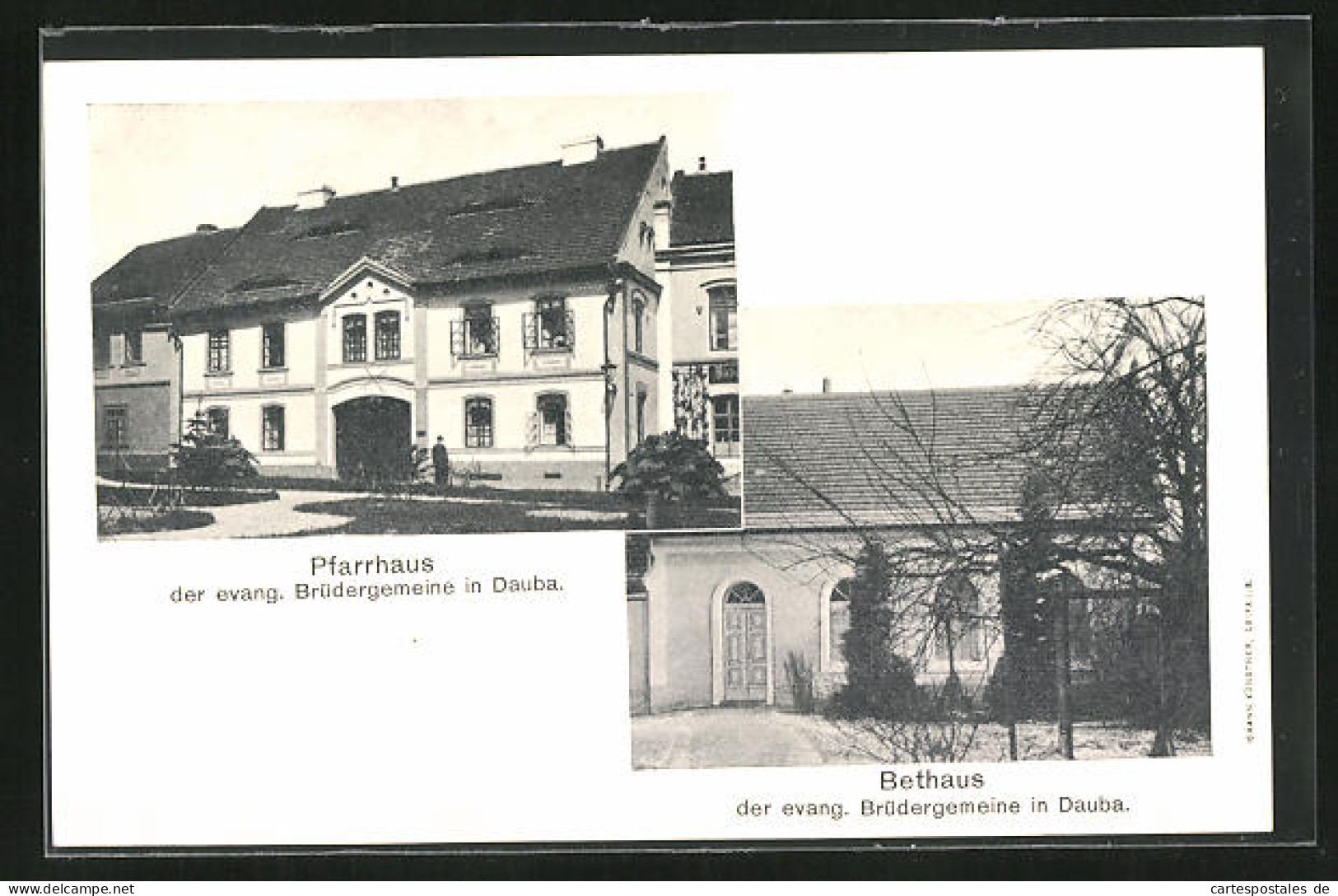 AK Dauba, Pfarrhaus Der Evang. Brüdergemeinde, Bethaus  - Tsjechië