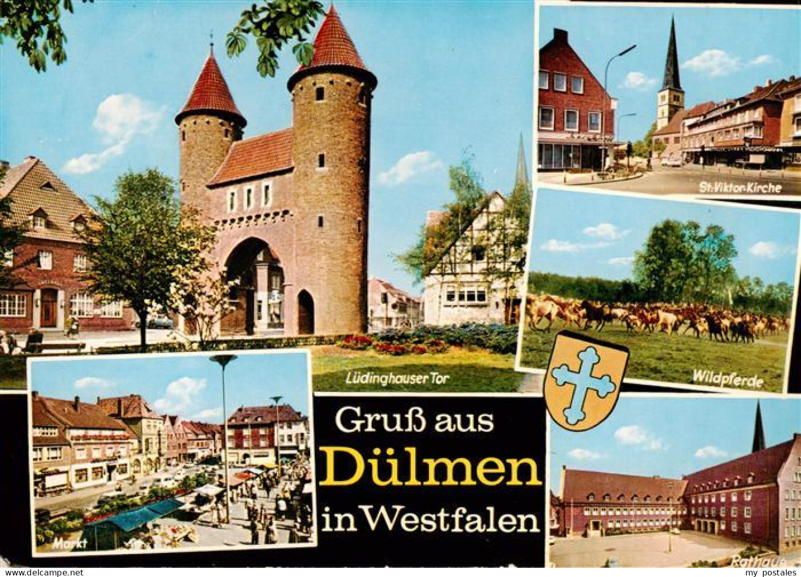 73933131 Duelmen Luedinghauser Tor St Viktor Kirche Wildpferde Markt Rathaus - Duelmen