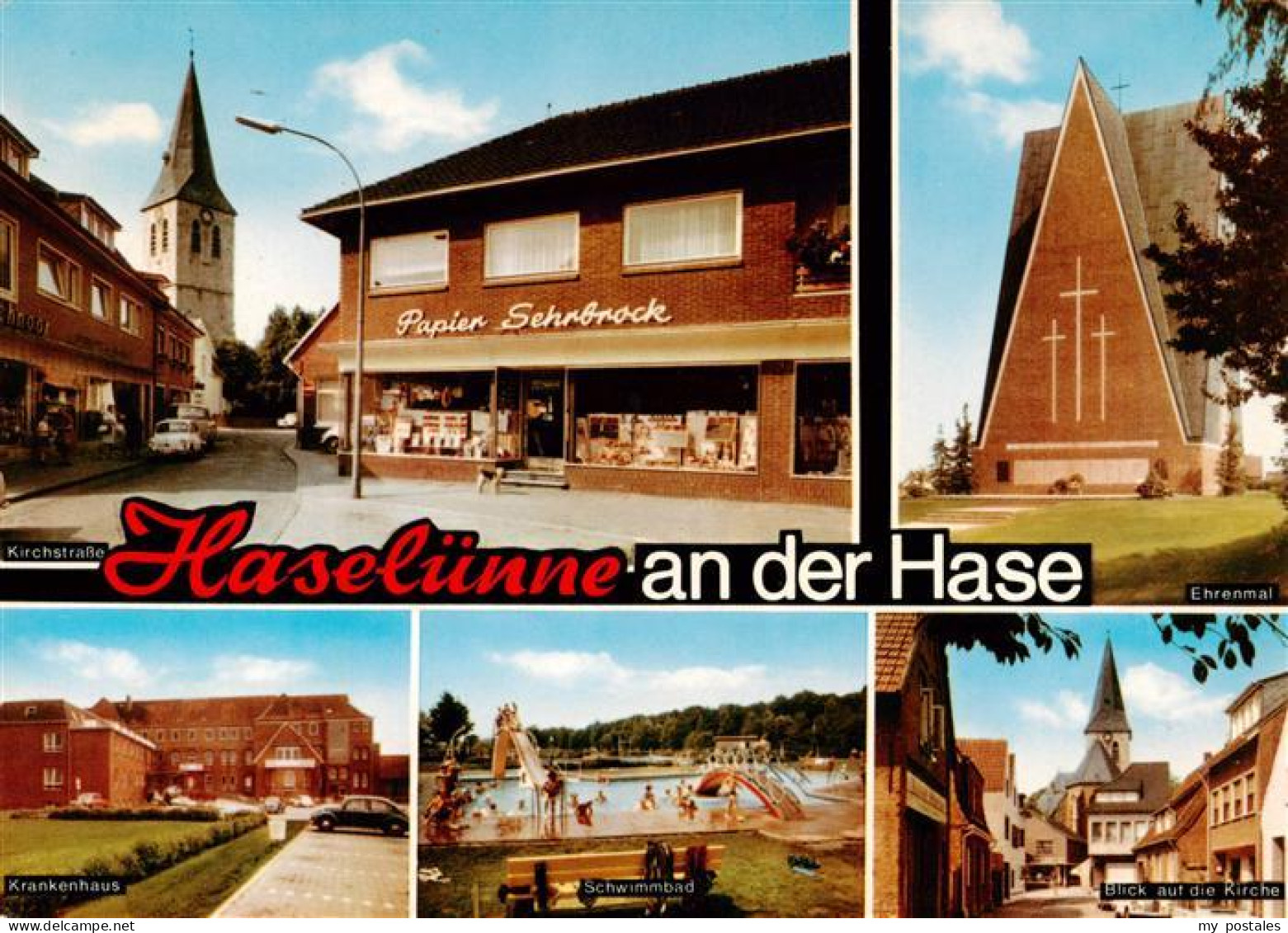 73933126 Haseluenne Kirchstrasse Ehrenmal Krankenhaus Schwimmbad Kirche - Haselünne