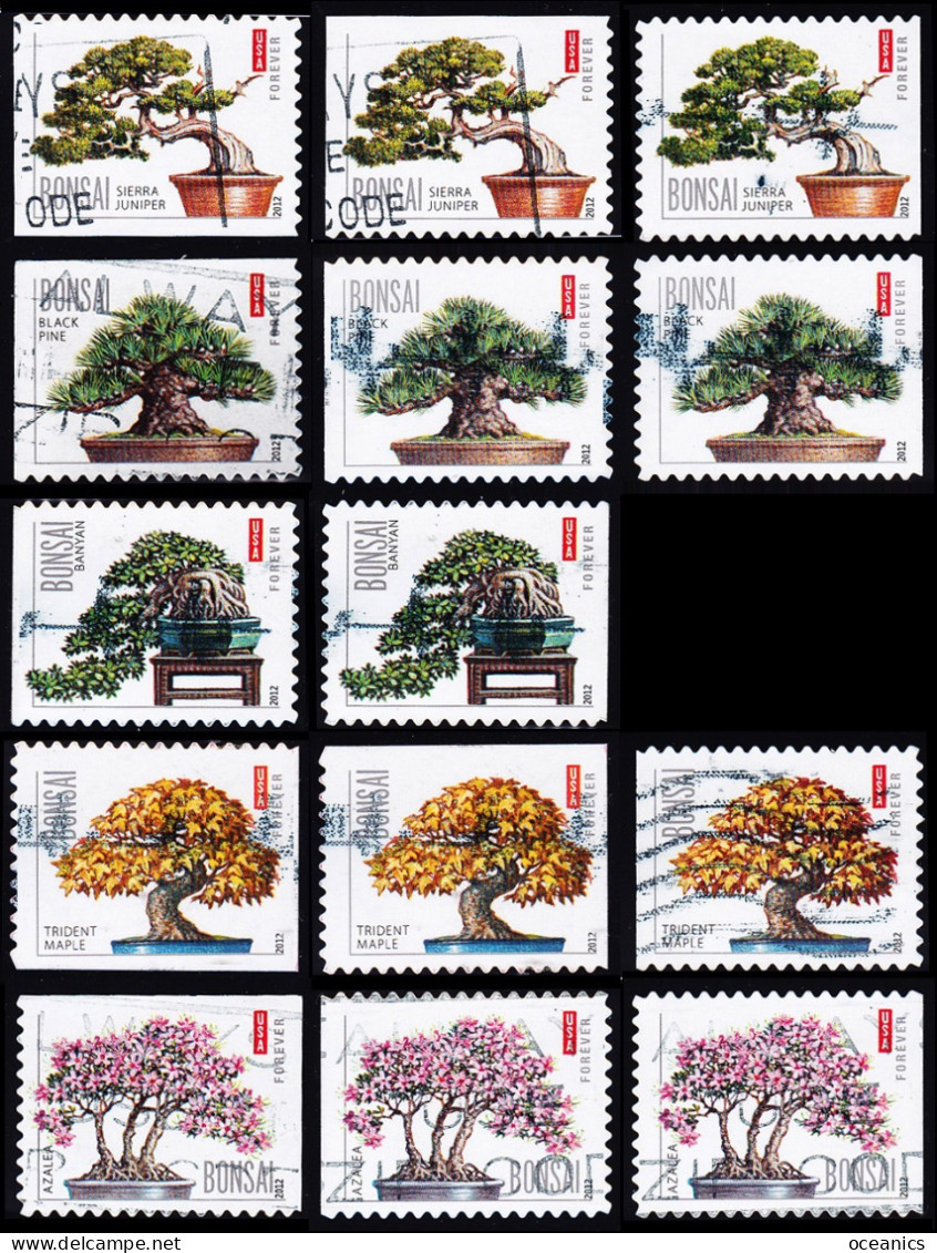 Etats-Unis / United States (Scott No.4618-22 - Bonsai) (o) All 14 Positions - Used Stamps