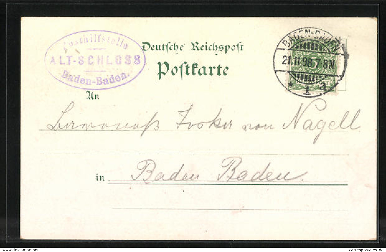 Lithographie Baden-Baden, Altes Schloss, Restaurant V. A. Keller, Rittersaal  - Baden-Baden