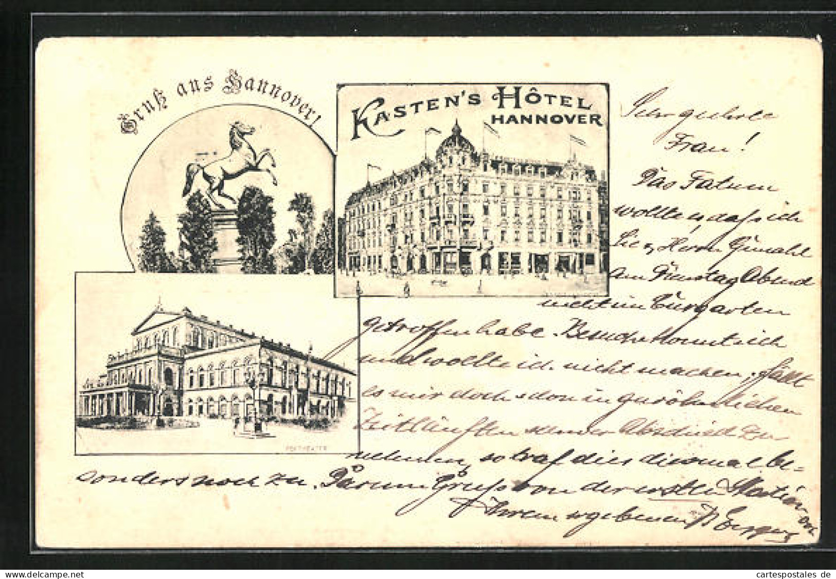 AK Hannover, Kasten`s Hotel, Hoftheater  - Teatro