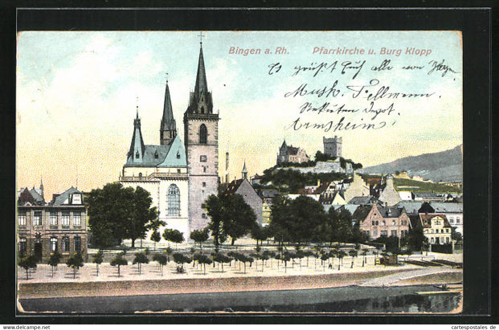 AK Bingen A. Rh., Pfarrkirche Und Burg Klopp  - Bingen