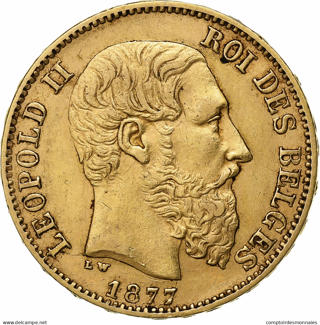 Belgique, Leopold II, 20 Francs, 20 Frank, 1877, Or, TTB, KM:37 - 20 Francs (oro)