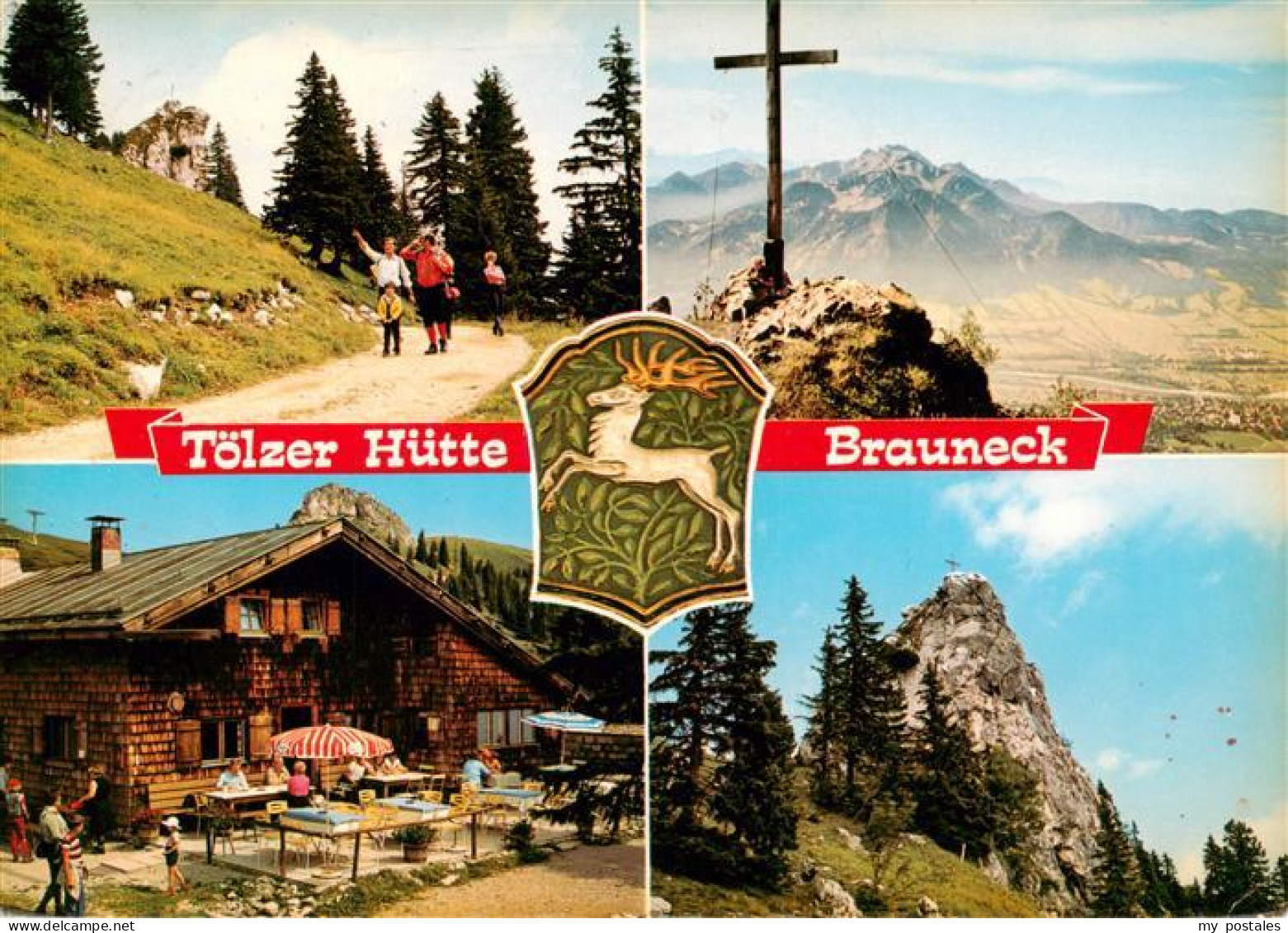 73932133 Lenggries Toelzer Huette Brauneck Gipfelkreuz Panorama Alpen - Lenggries