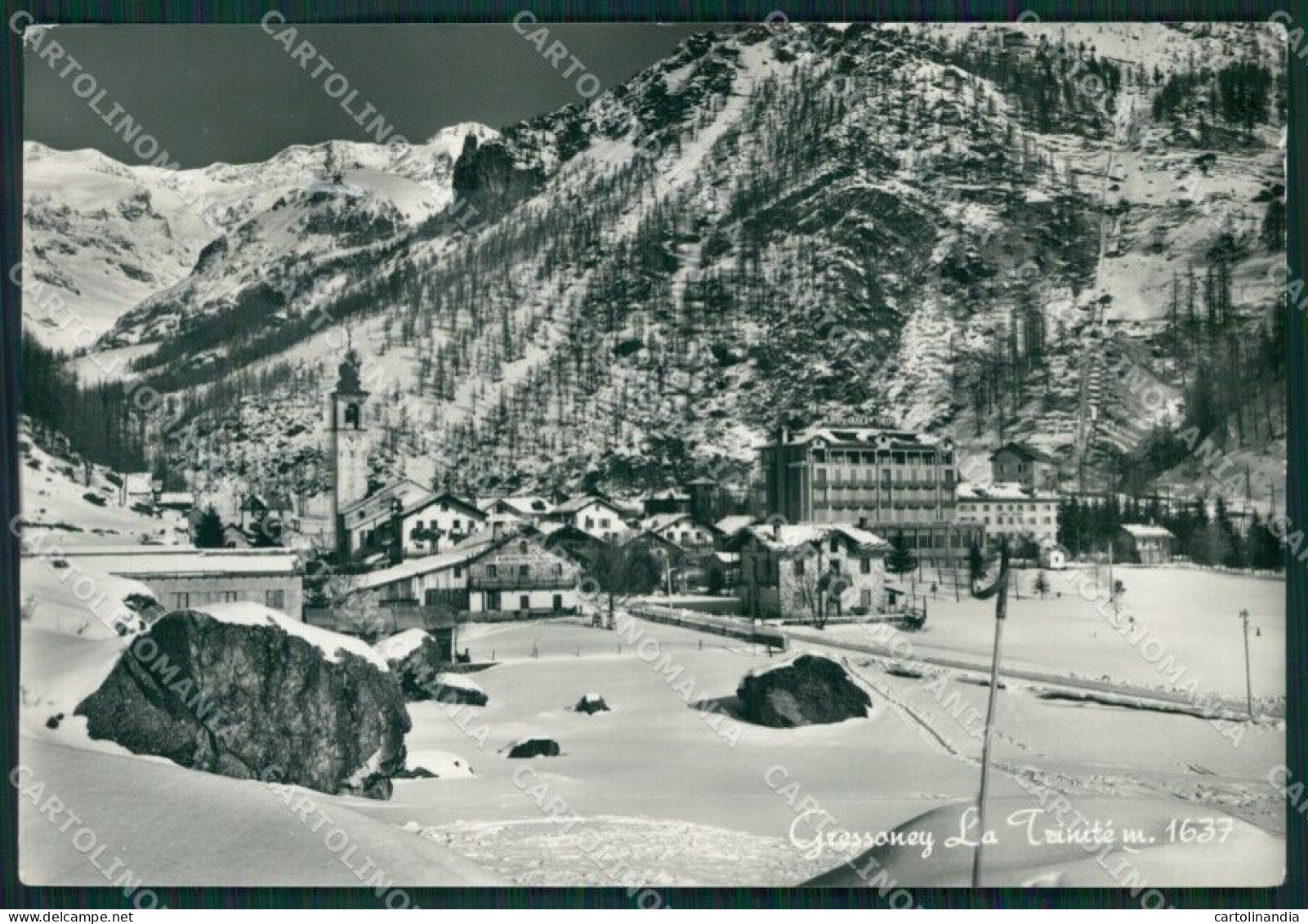 Aosta Gressoney La Trinitè Nevicata PIEGHINA Foto FG Cartolina KB1515 - Aosta