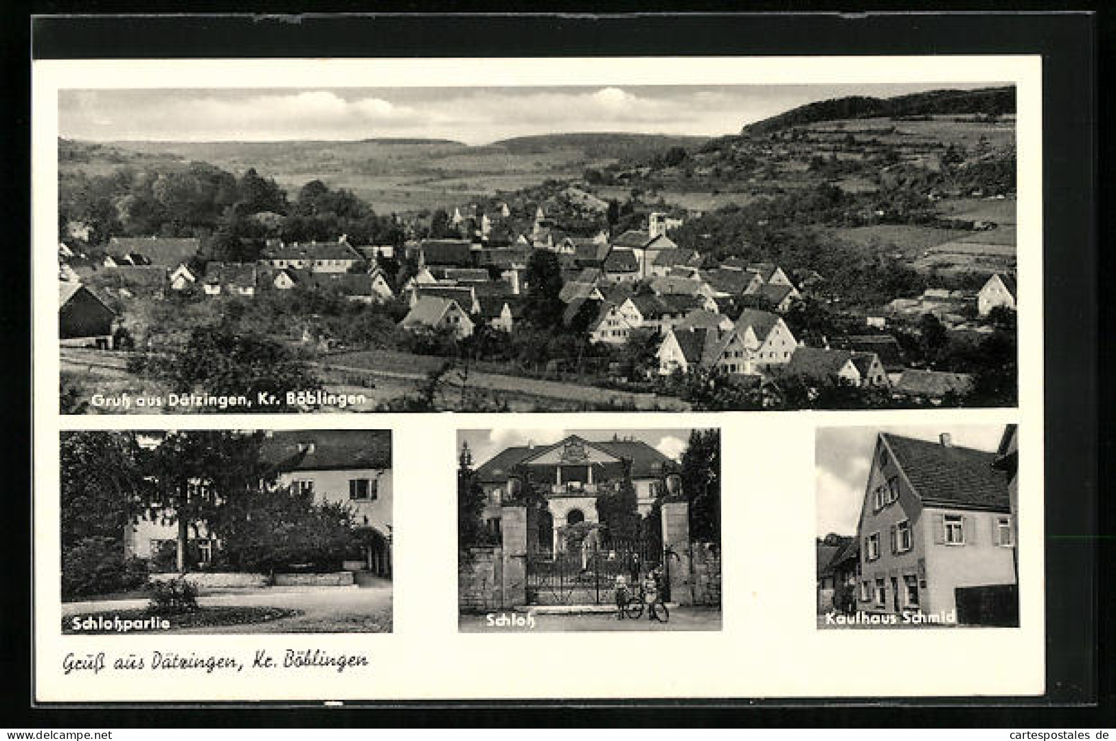 AK Dätzingen /Kr. Böblingen, Schloss, Kaufhaus Schmid, Panorama  - Böblingen