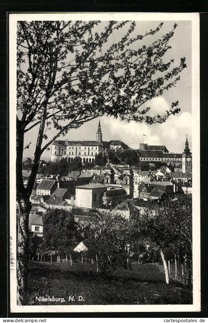 AK Nikolsburg Nd., Ortsansicht Mit Burg  - Tchéquie