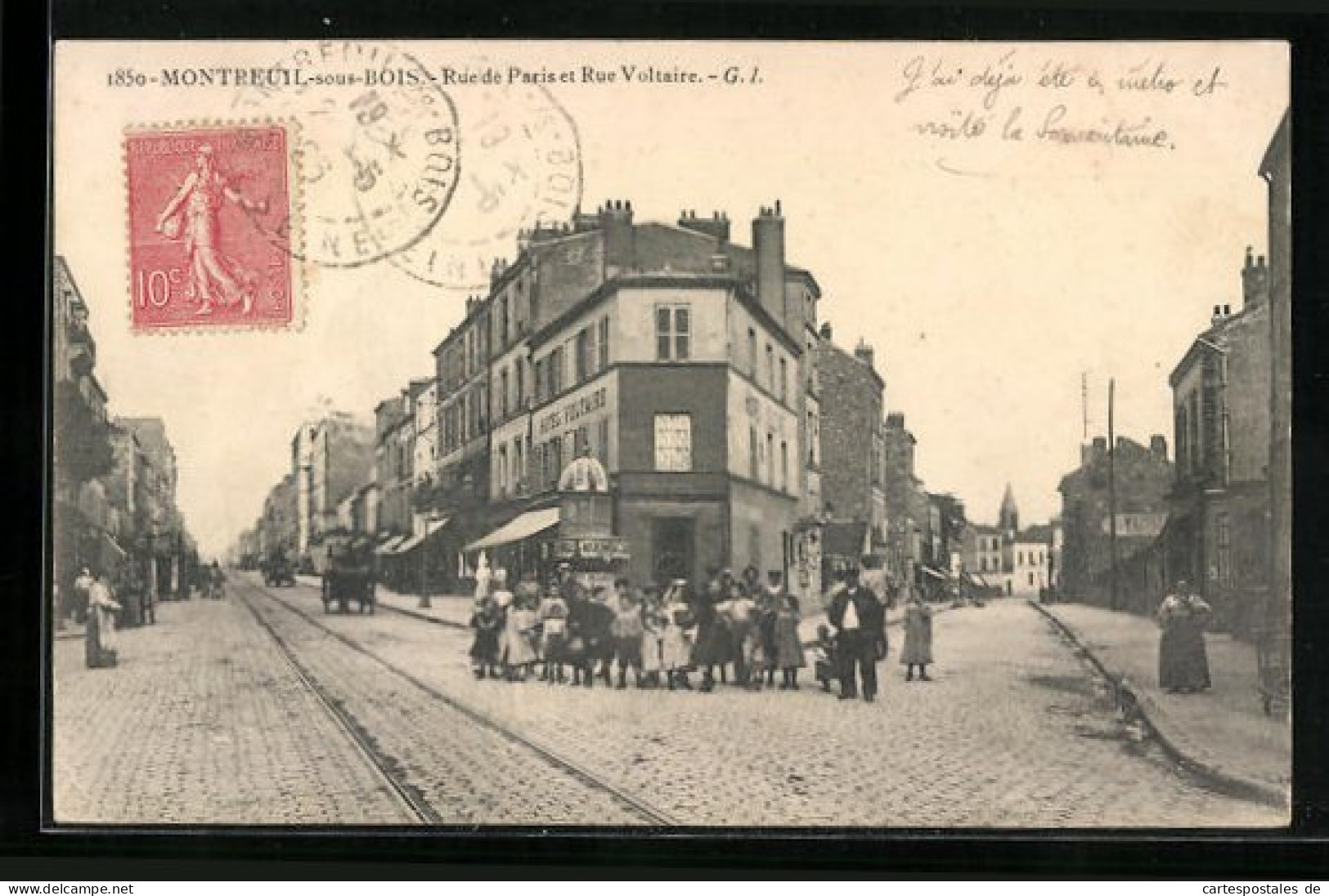 CPA Montreuil-sous-Bois, Rue De Paris Et Rue Voltaire  - Montreuil
