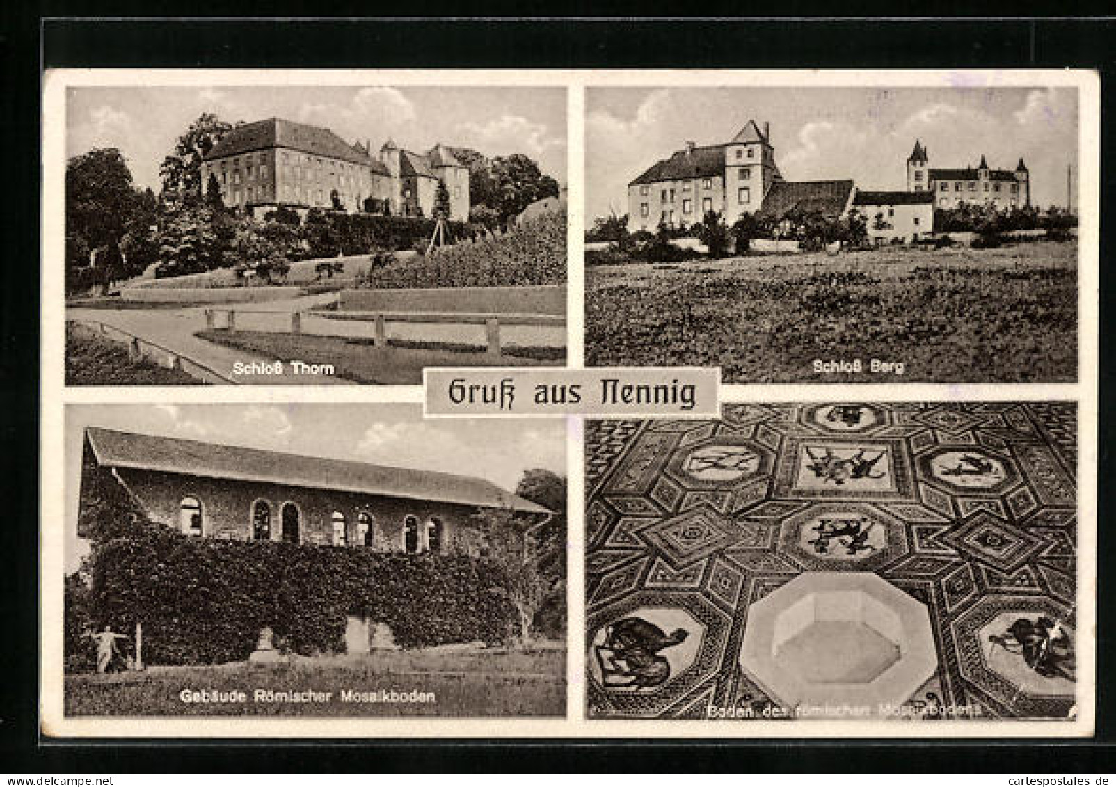 AK Nennig A. Mosel, Schloss Thorn, Schlossberg, Gebäude Römischer Mosaikboden  - Autres & Non Classés