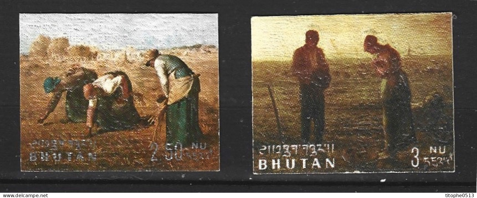 BHOUTAN. 2 Timbres. Tableaux De Millet. - Sonstige & Ohne Zuordnung