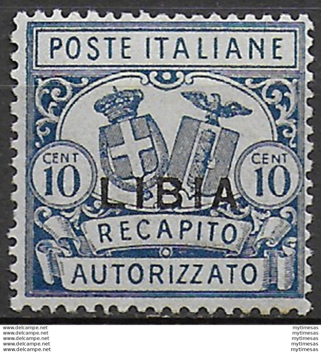 1929 Libia RA Stemmi 10c. Azzurro D. 14 MNH Sassone N. 2 - Otros & Sin Clasificación