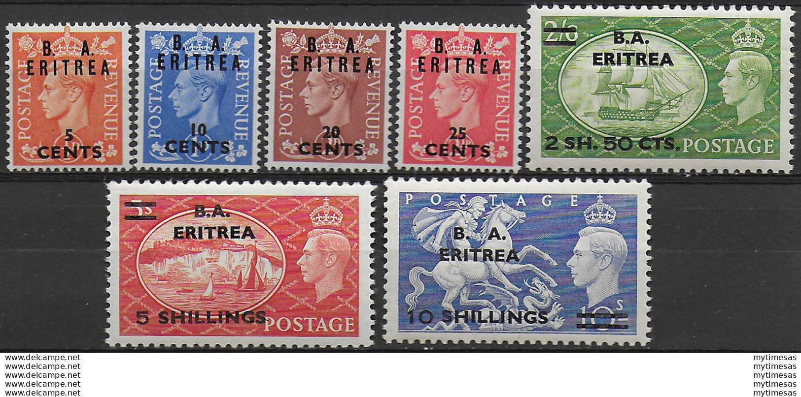 1951 Eritrea B.A. 7v. MNH Sass. N. 27/33 - Other & Unclassified