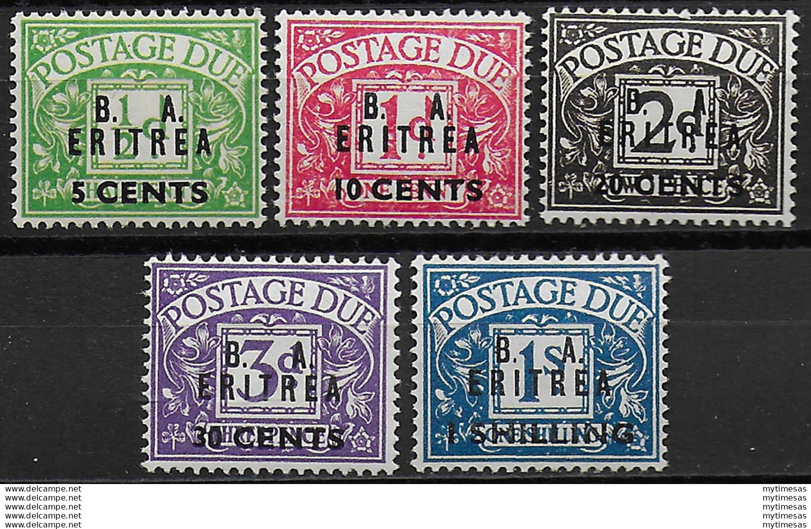 1950 Eritrea B.A. Segnatasse 5v. MNH Sass. N. 6/10 - Andere & Zonder Classificatie