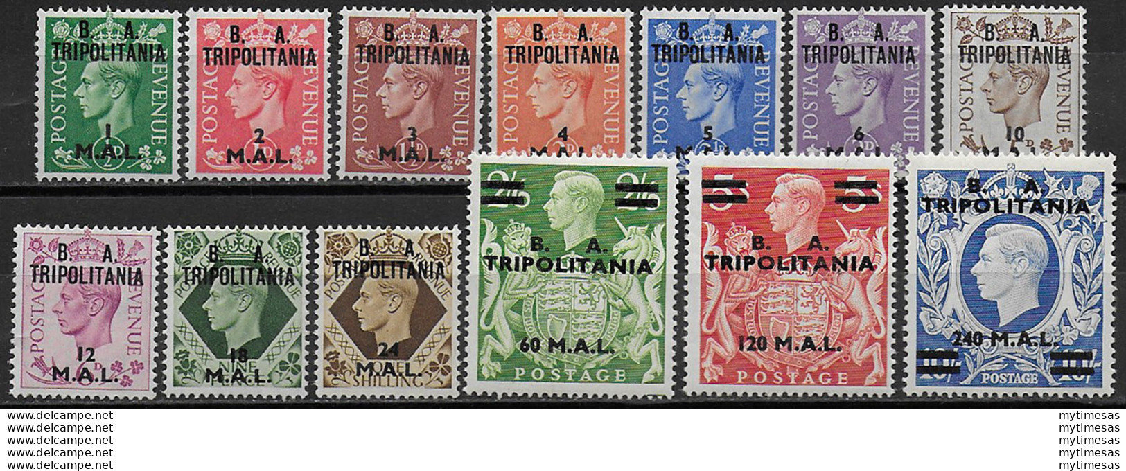 1950 Tripolitania B.A. 13v. MNH Sass. N. 14/26 - Otros & Sin Clasificación