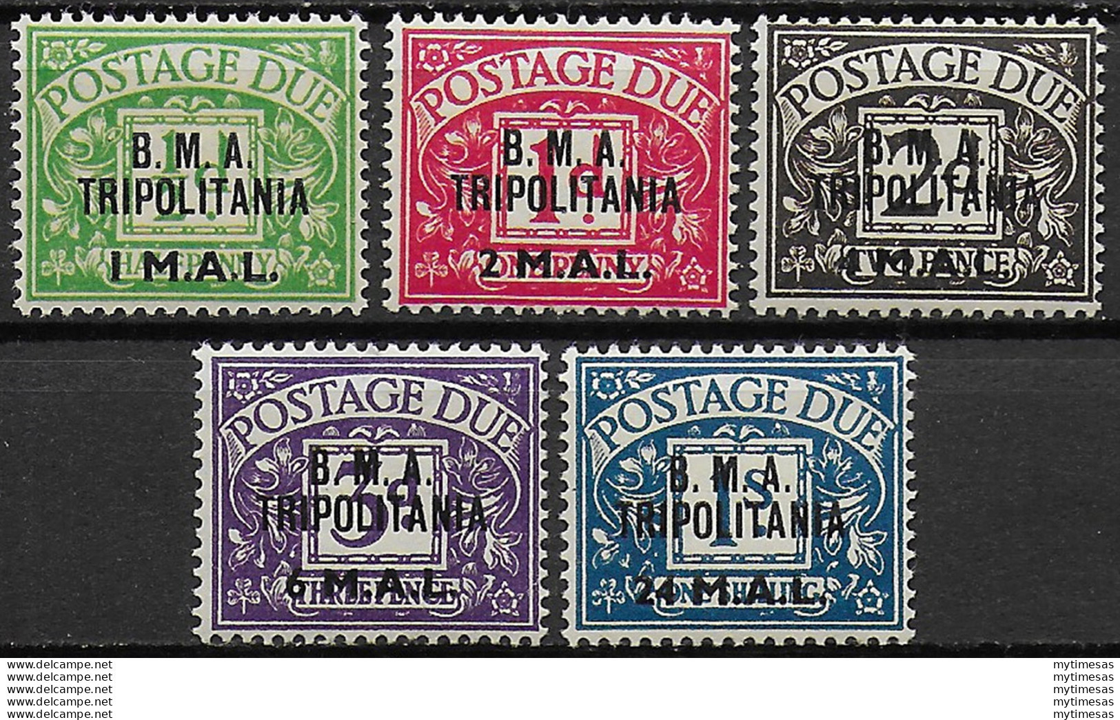 1948 Tripolitania B.M.A. Segnatasse 5v. MNH Sass. N. 1/5 - Andere & Zonder Classificatie