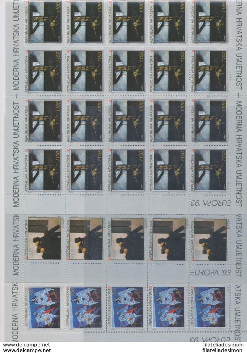 1993 EUROPA CEPT Croazia 3 Minifogli &quot;Arte Contemporanea&quot; MNH** - Andere & Zonder Classificatie