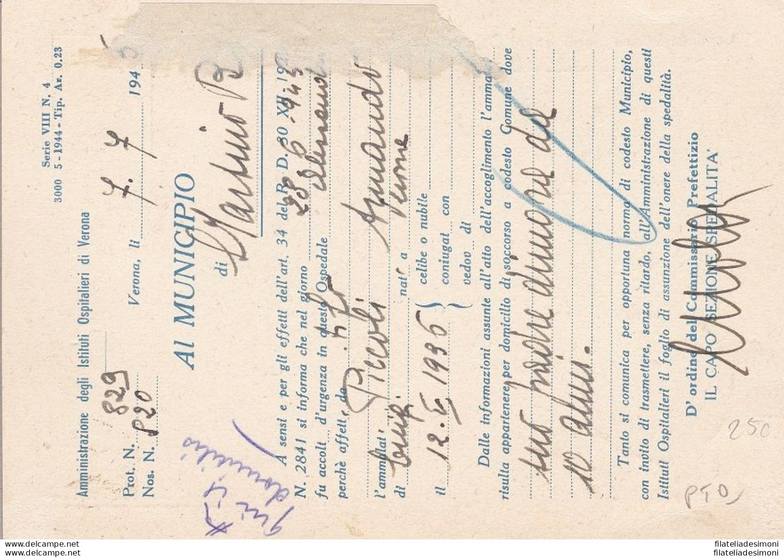 1944 RSI - N° 511 Lire 3 Coppia+20 C. N° 504 Su Stampato Raccomandato Viaggiat - Stamped Stationery