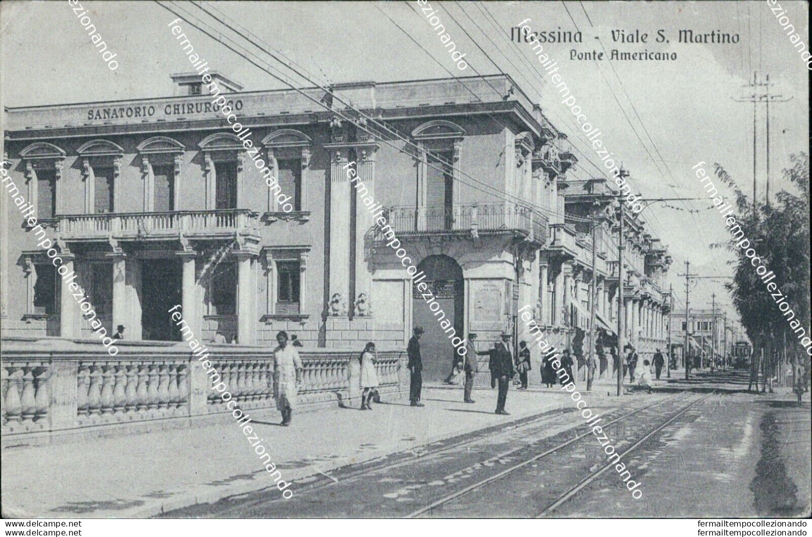 Bc130 Cartolina Messina Citta'  Viale S.martino Ponte Americano 1924 - Messina