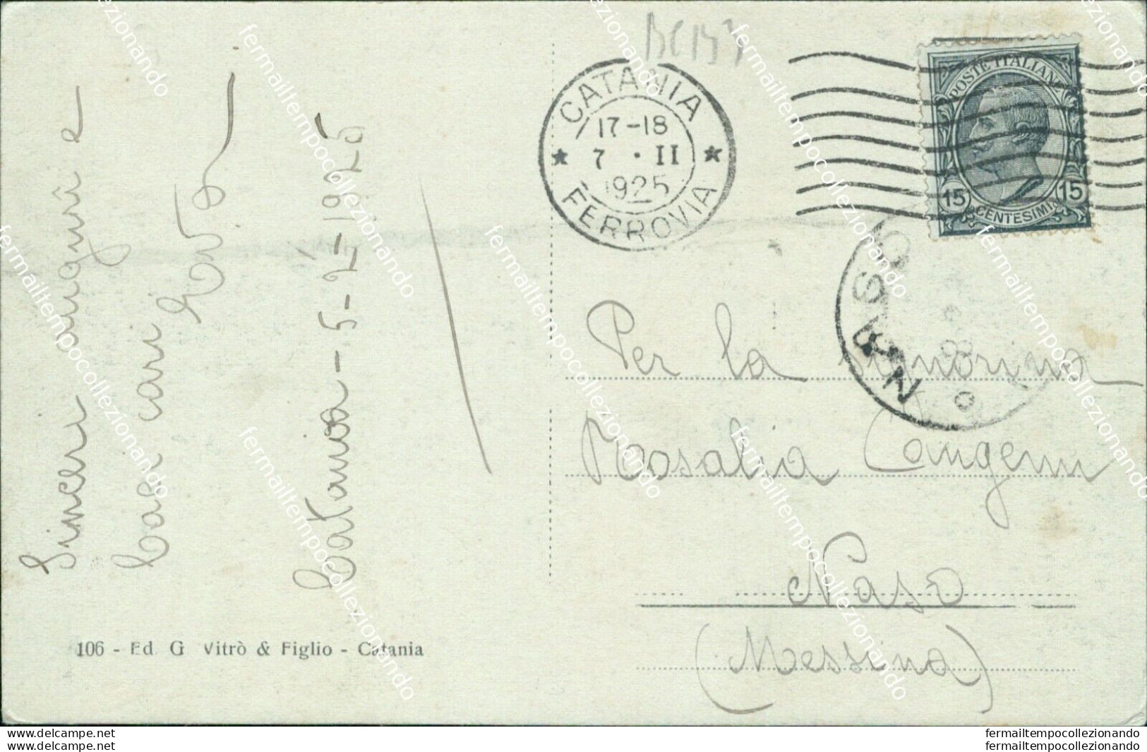 Bc143 Cartolina Catania Citta' Piazzale Giardino Bellini 1925 - Catania