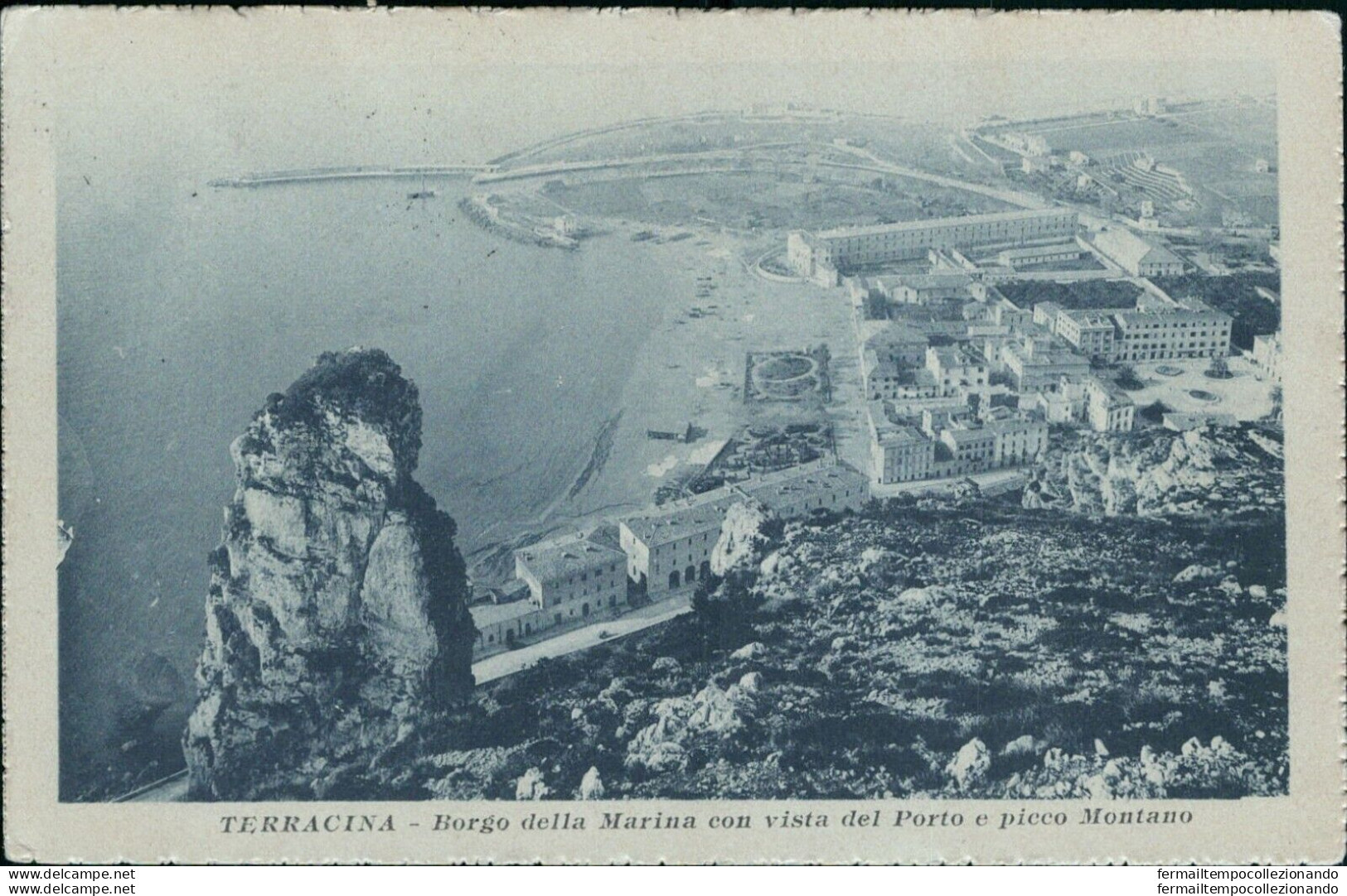 Bf79 Cartolina Terracina Borgo Della Marina Con Ista Del Porto E Picco Montano - Latina