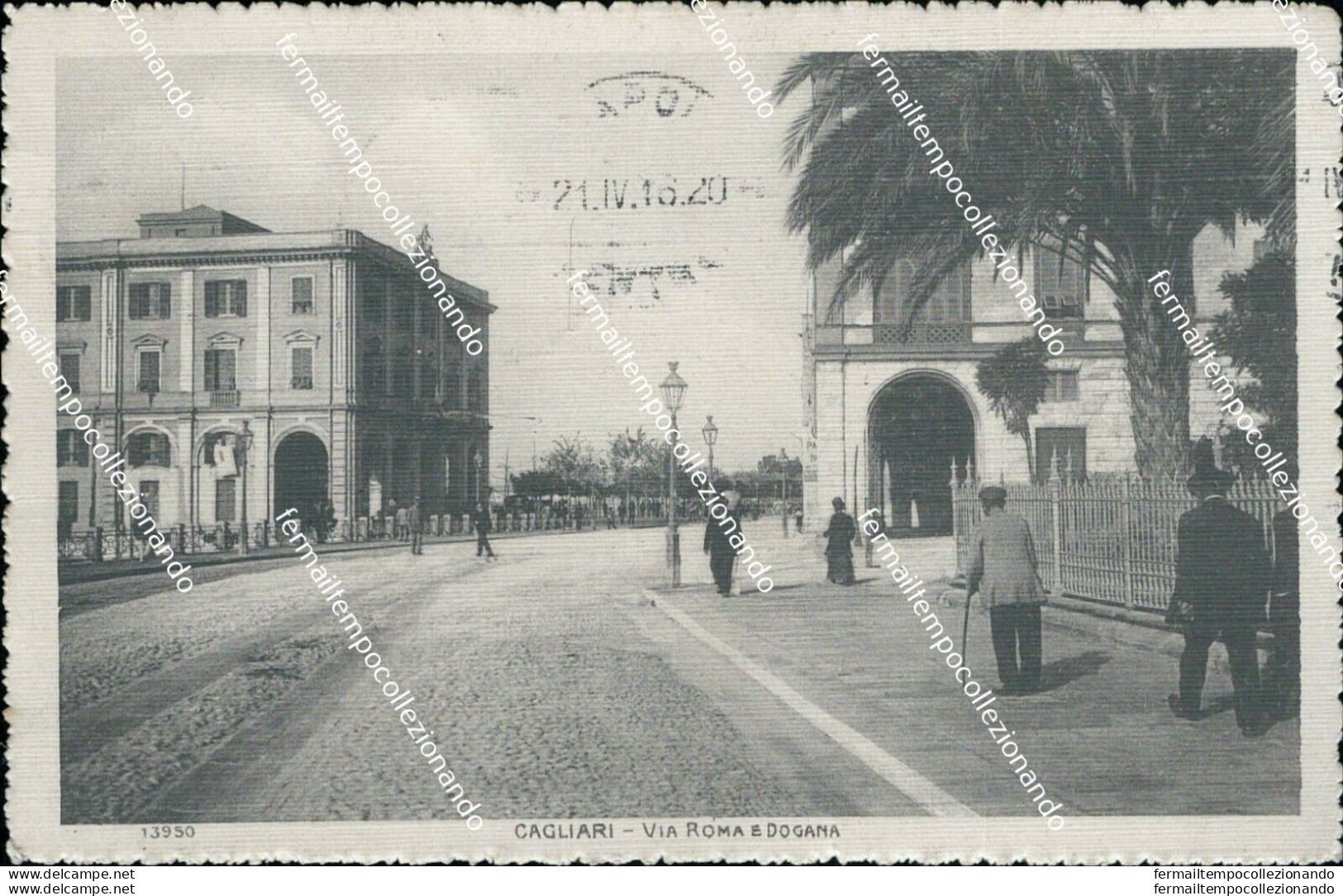 Bg481 Cartolina Cagliari Citta' Via Roma E Dogana 1912 - Cagliari