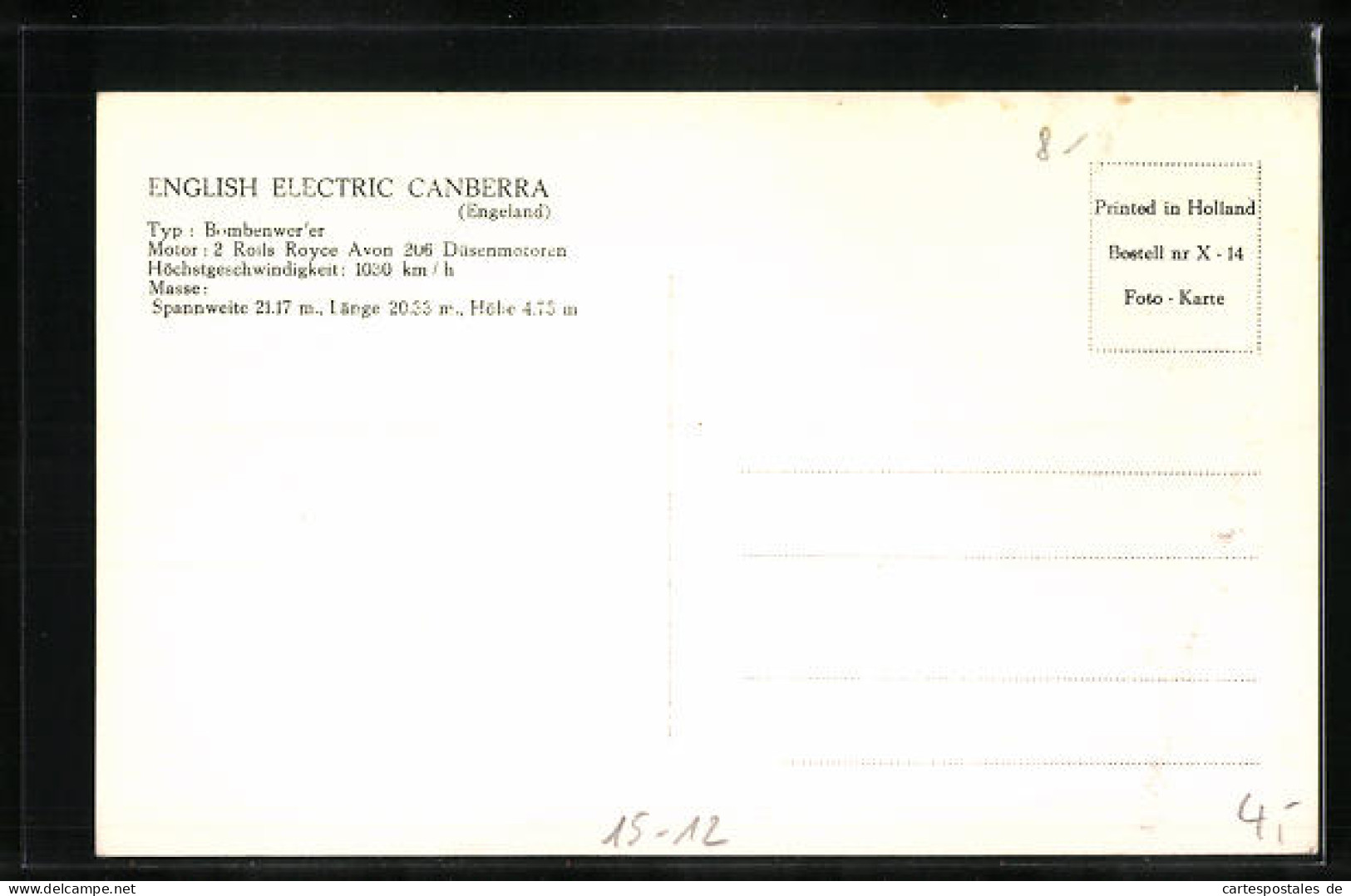 AK English Electric Canberra  - 1919-1938: Entre Guerres