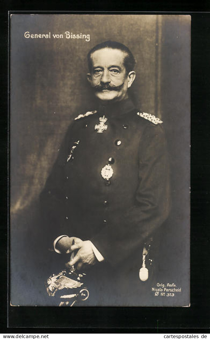 AK Portrait D. General Von Bissing Mit Pickelhaube In Der Hand  - War 1914-18