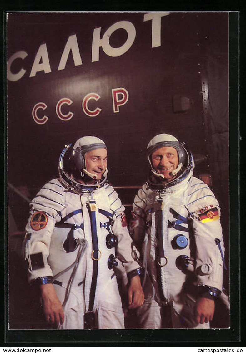 AK Gemeinsamer Kosmosflug UdSSR /DDR, Waleri Bykowski Und Sigmund Jähn Beim Training  - Raumfahrt