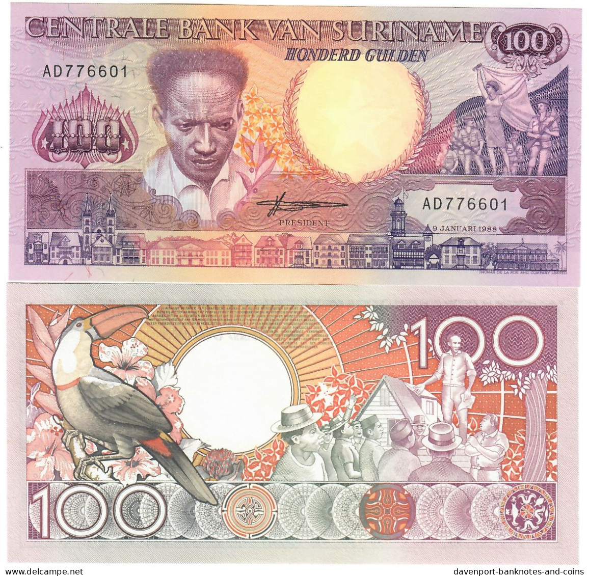 Suriname 10x 100 Gulden 1988 UNC - Surinam