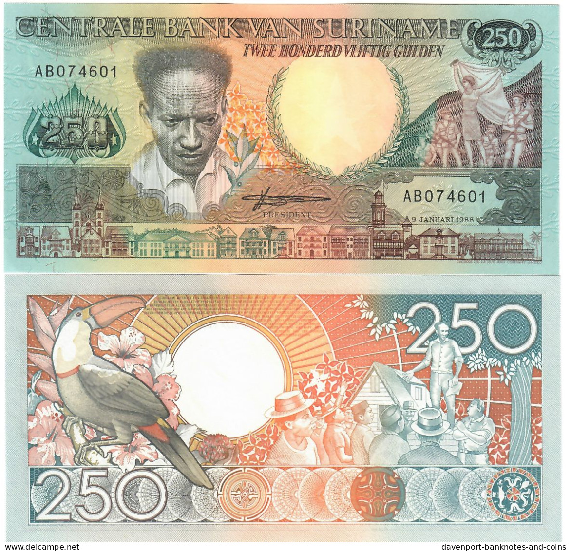 Suriname 10x 250 Gulden 1988 UNC - Suriname