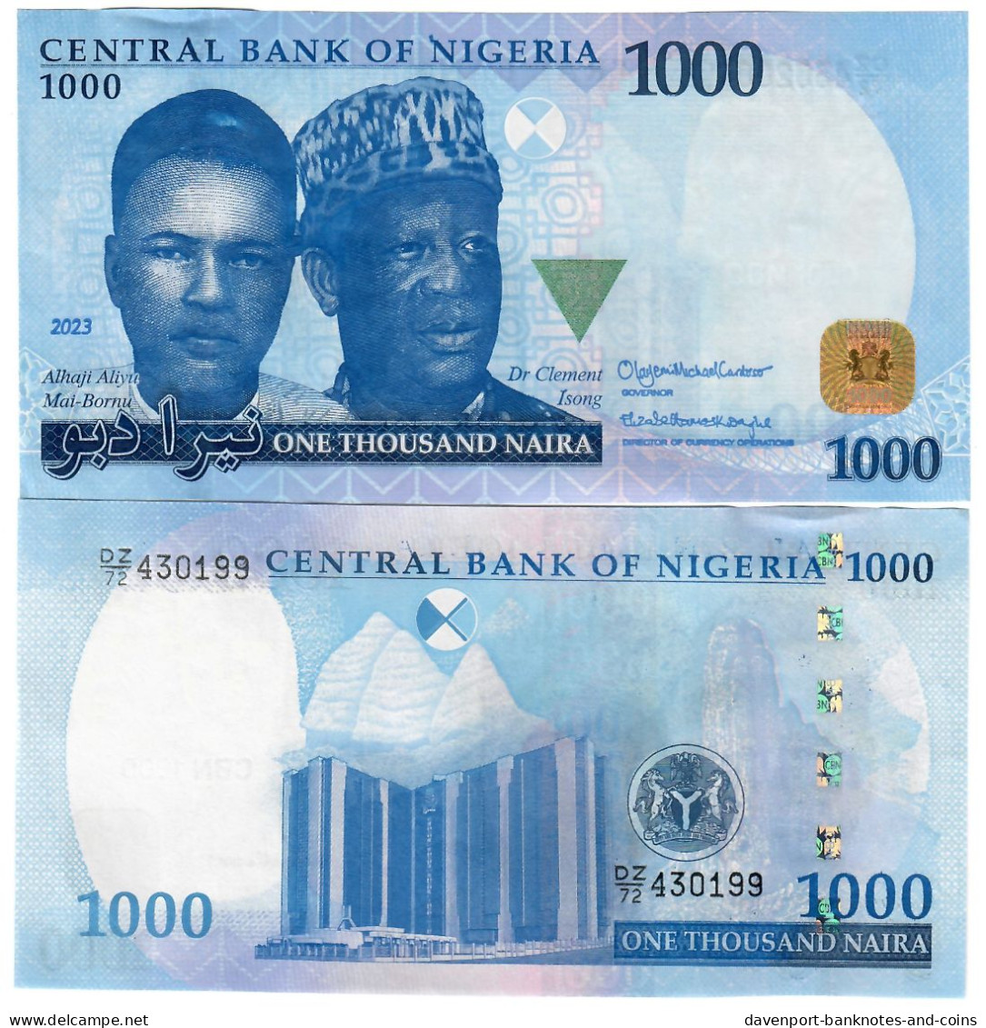 Nigeria 10x 1000 Naira 2023 UNC "DZ" Replacement - Nigeria