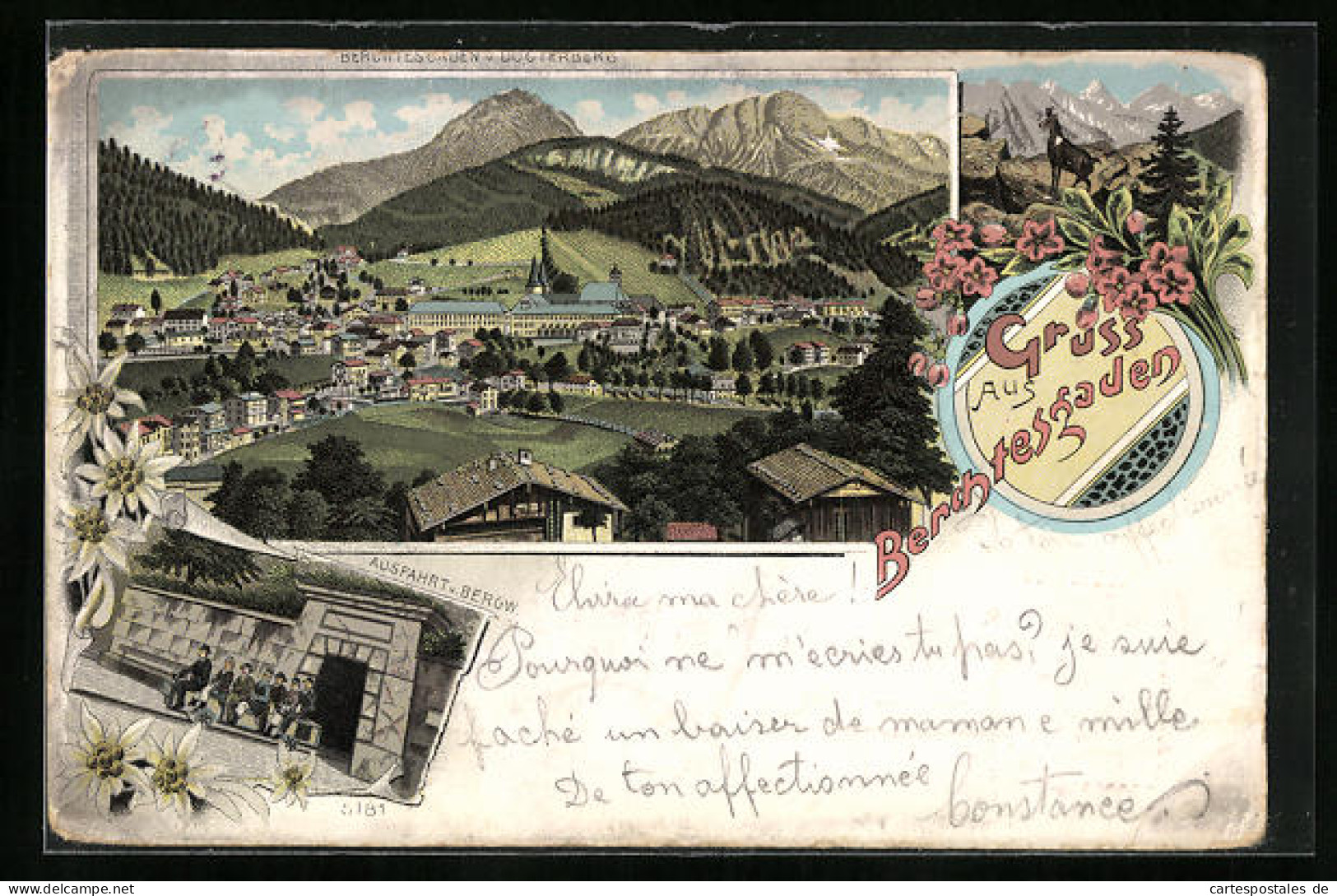 Lithographie Berchtesgaden, Panorama Mit Berglandschaft  - Berchtesgaden