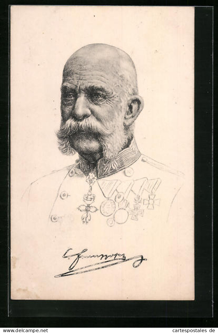 AK Kaiser Franz Josef I. Von Österreich Im Porträt  - Royal Families