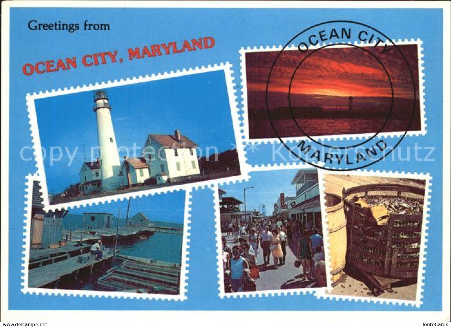 72480510 Ocean_City_Maryland Leuchtturm Sonnenuntergang Steg City - Andere & Zonder Classificatie