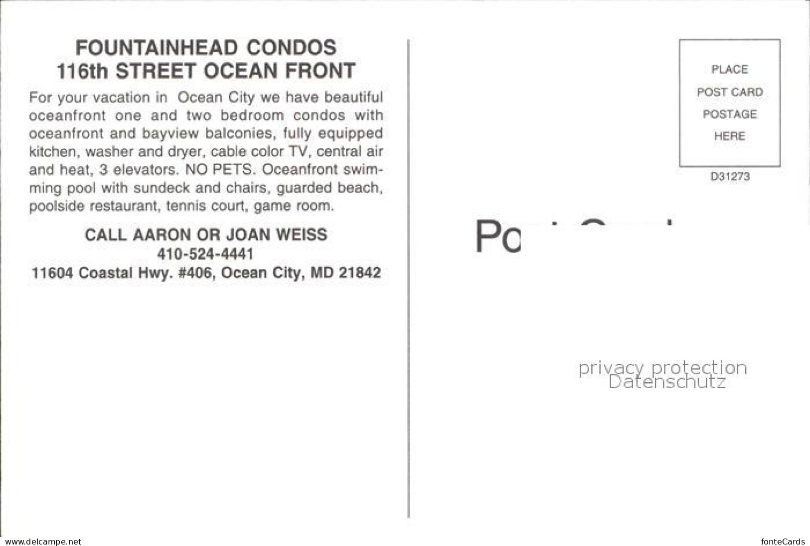 72479618 Ocean_City_Maryland Fountainhead Condos Hotel Swimming Pool - Altri & Non Classificati