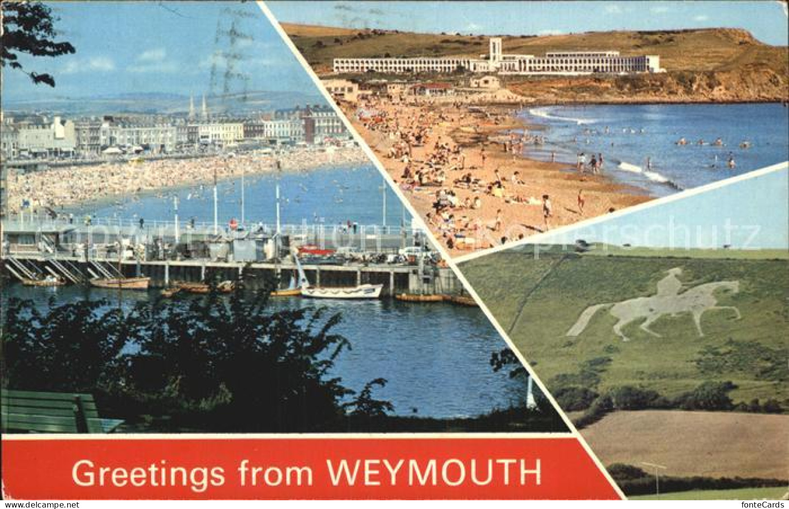 72465868 Weymouth Dorset Harbour And Sands Overcombe Beach Hill Figure Of King G - Other & Unclassified