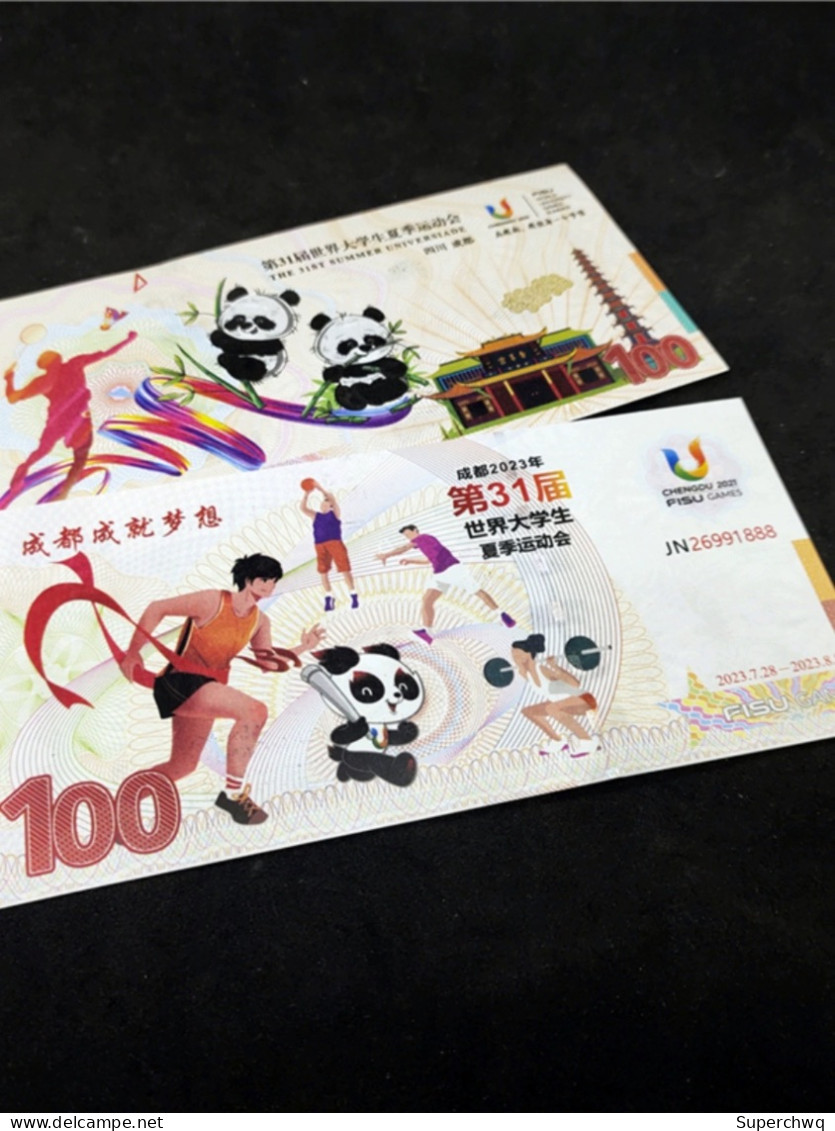 China Banknote Collection,Fluorescent Commemorative Banknotes For The 31st Chengdu Universiade，UNC - Chine