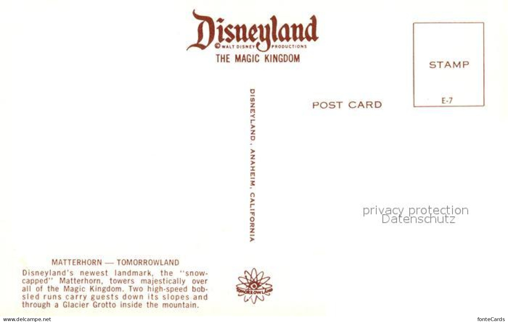 73051512 Disneyland_California Snowcapped Matterhorn Towers Of The Magic Kingdom - Altri & Non Classificati