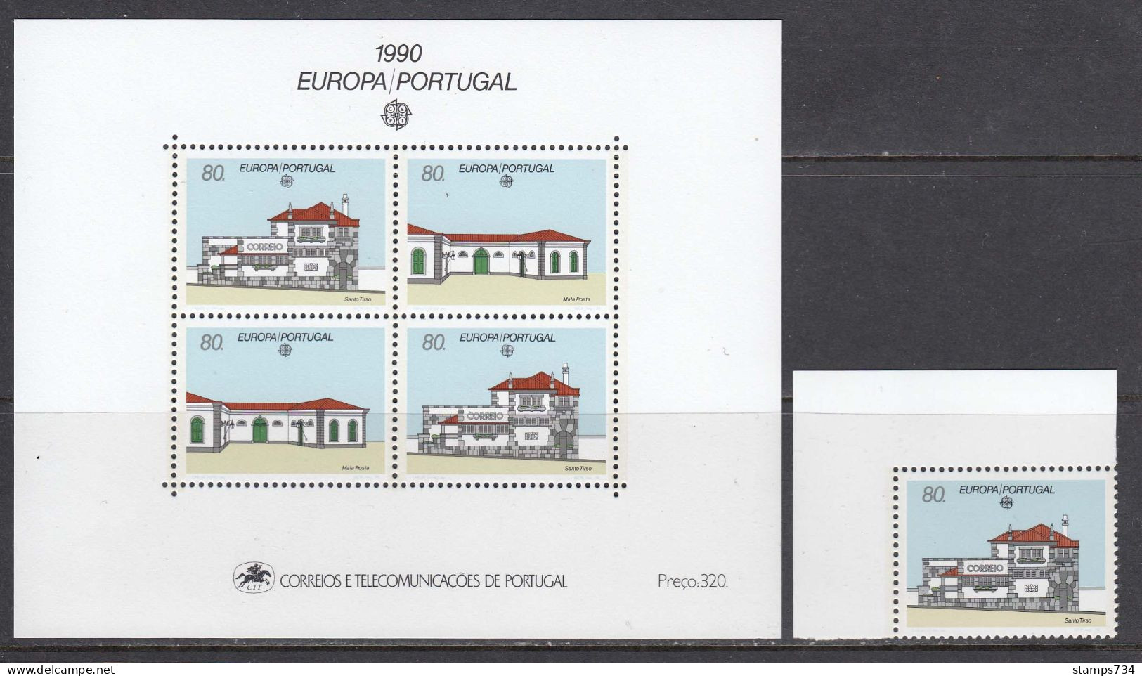 Portugal 1990 - EUROPE, Architecture, MI-Nr. 1822+Bl. 71, Neufs** - Ungebraucht