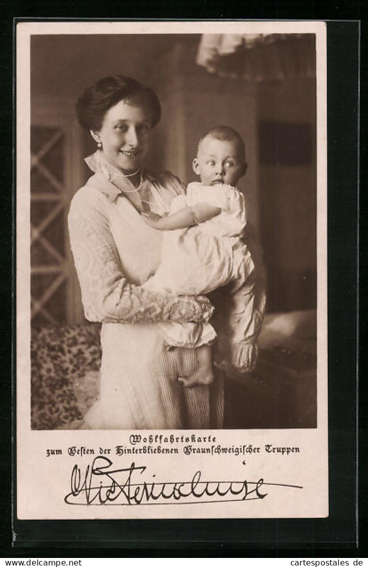 AK Victoria Louise Herzogin Von Braunschweig Mit Kind  - Royal Families