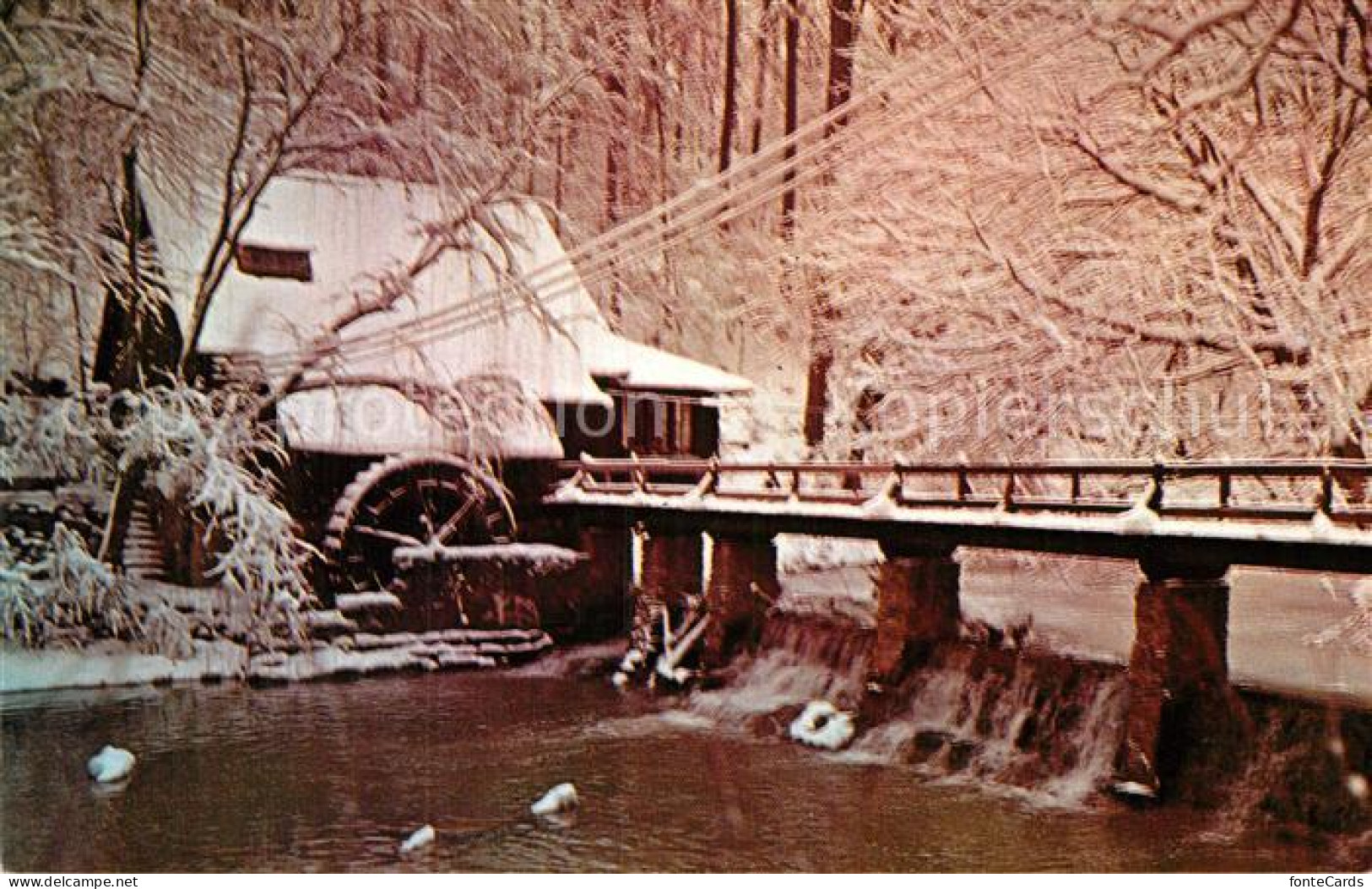 72956941 Mountain_Brook The Old Mill Winter Snow Scene - Andere & Zonder Classificatie