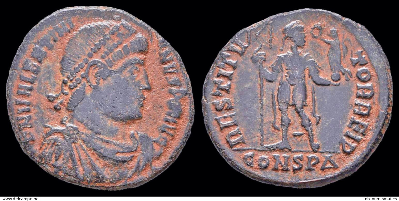 Valentinian I AE3 Emperor Standing Facing - La Caduta Dell'Impero Romano (363 / 476)