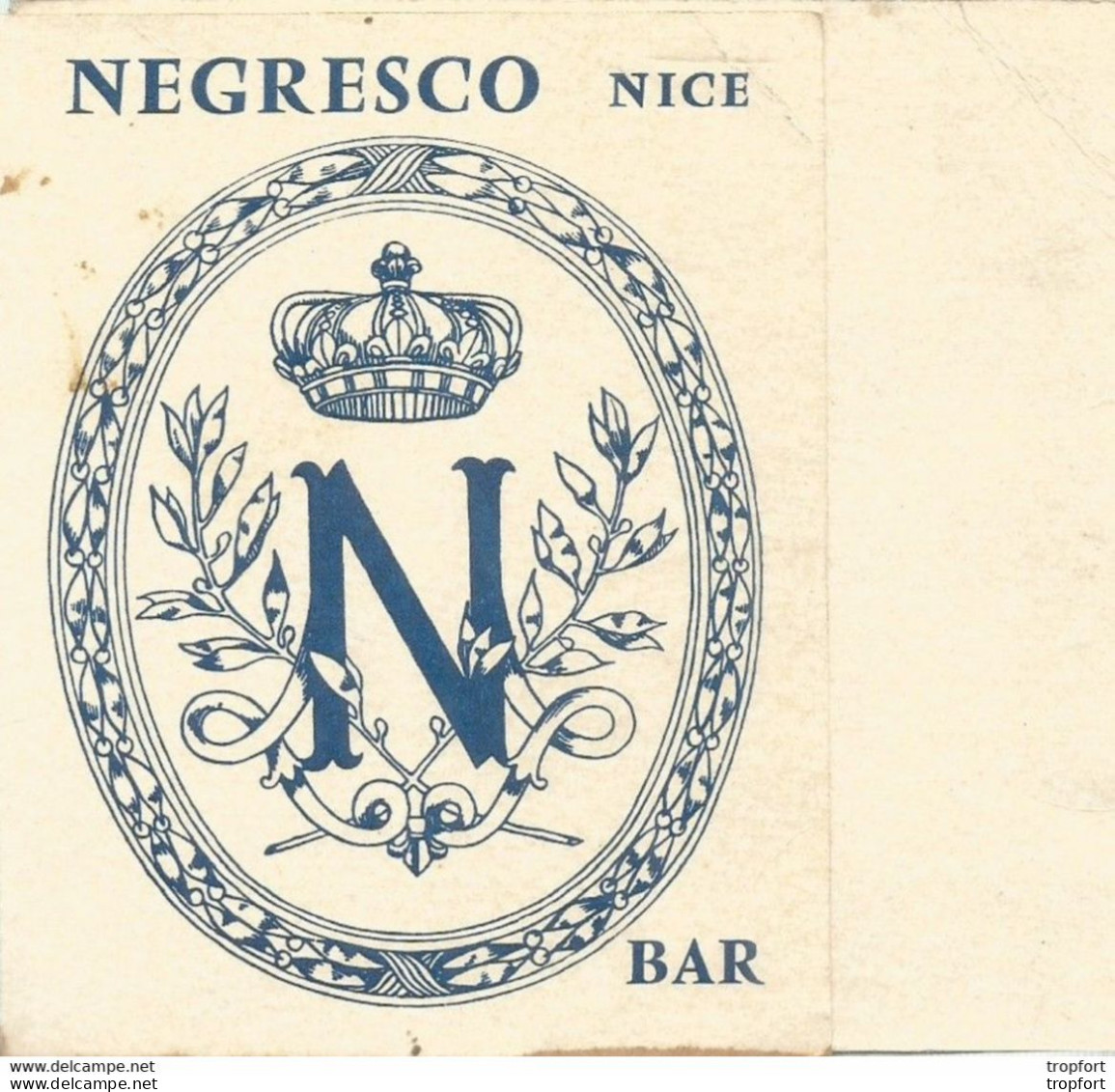 AO / PUBLICITE Ancienne NEGRESCO NICE Tarif Des Consommations HOTEL Cannes - Advertising