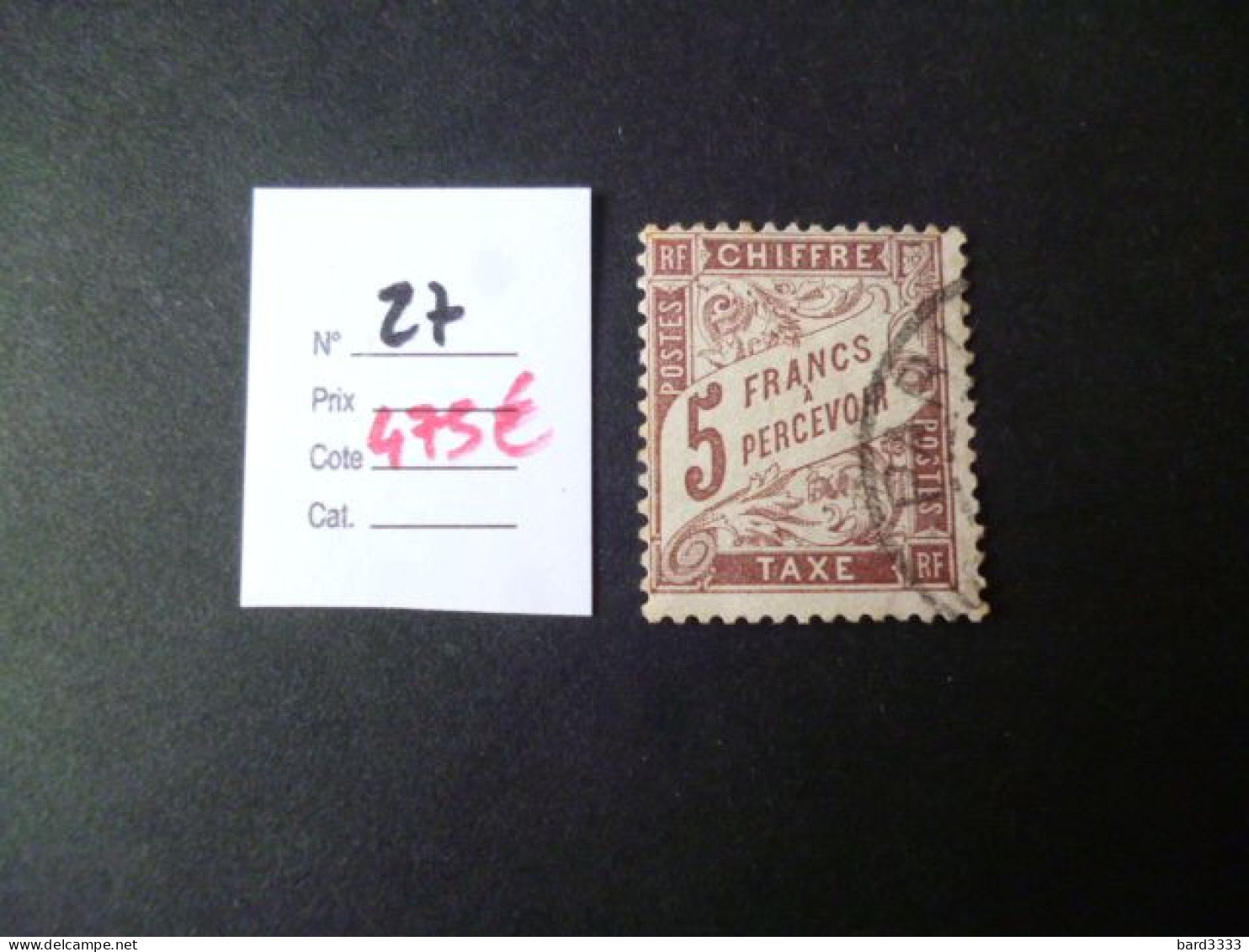 Timbre France Oblitéré  Taxe N°27 - 1859-1959 Oblitérés