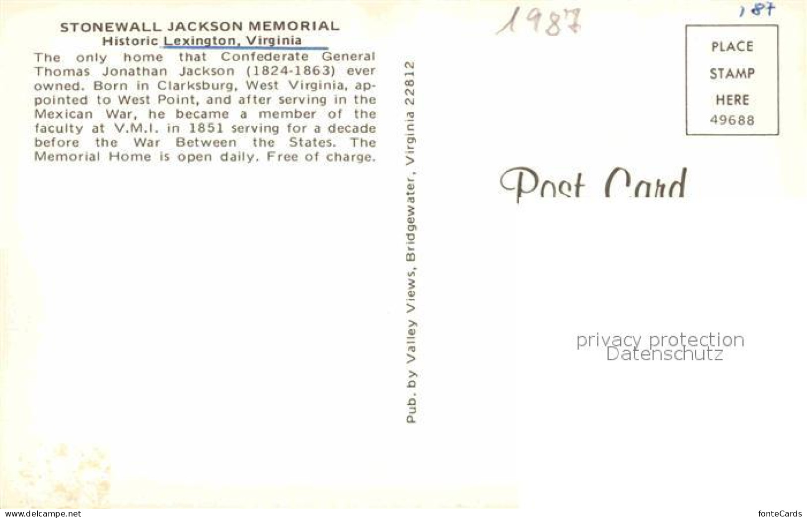 72907117 Lexington_Virginia Stonewall Jackson Memorial - Autres & Non Classés