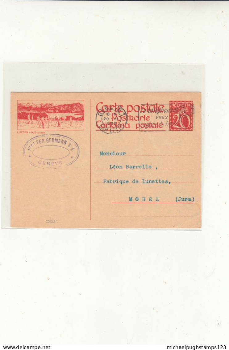 Switzerland / Golf / Illustrated Stationery Postcards / France - Other & Unclassified
