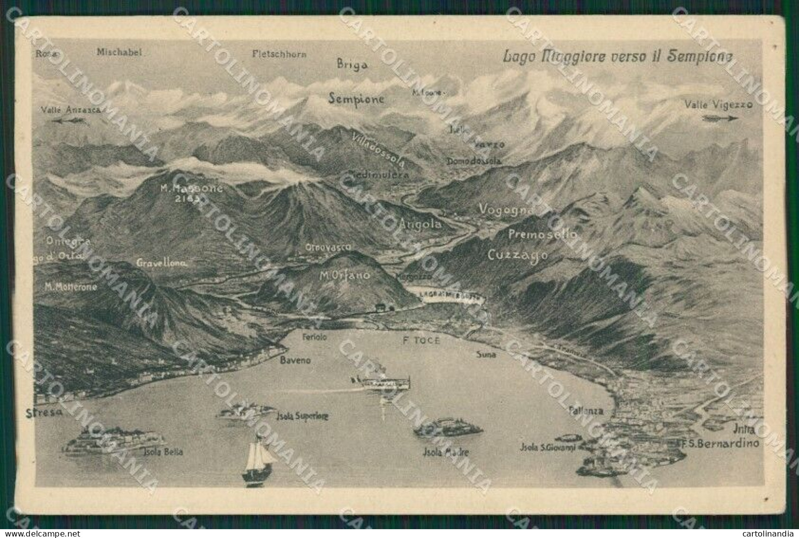 Verbania Intra Mappa Lago Maggiore Cartolina KV4731 - Verbania
