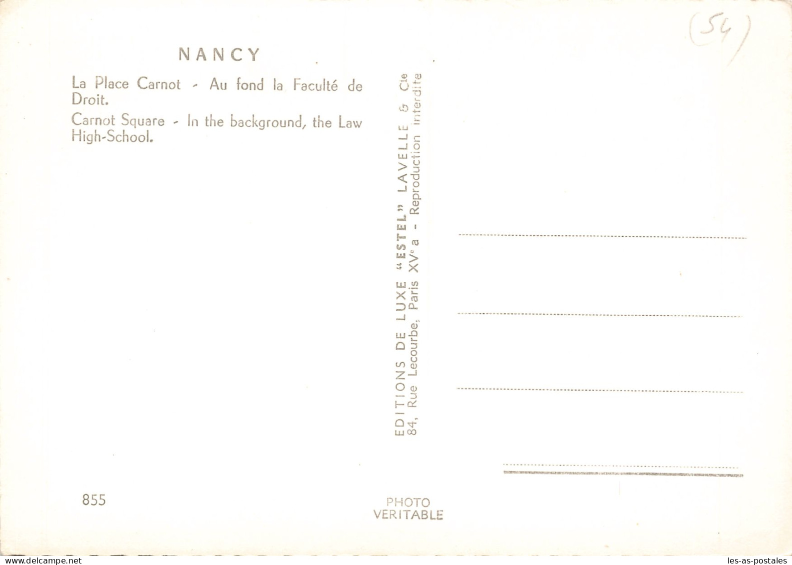 54  NANCY LA PLACE CARNOT  - Nancy